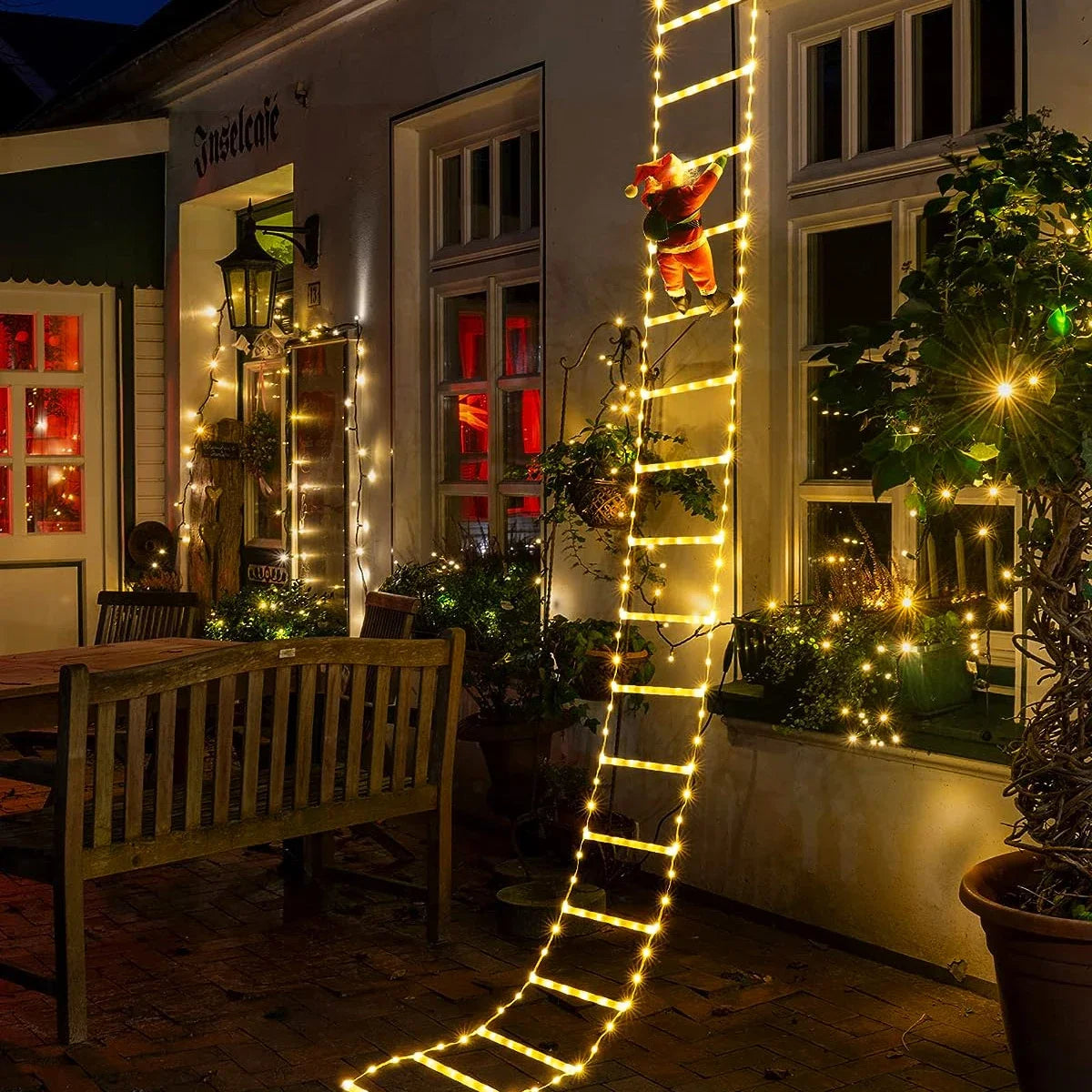 LED Weihnachtsleiter mit Santa-Dekor