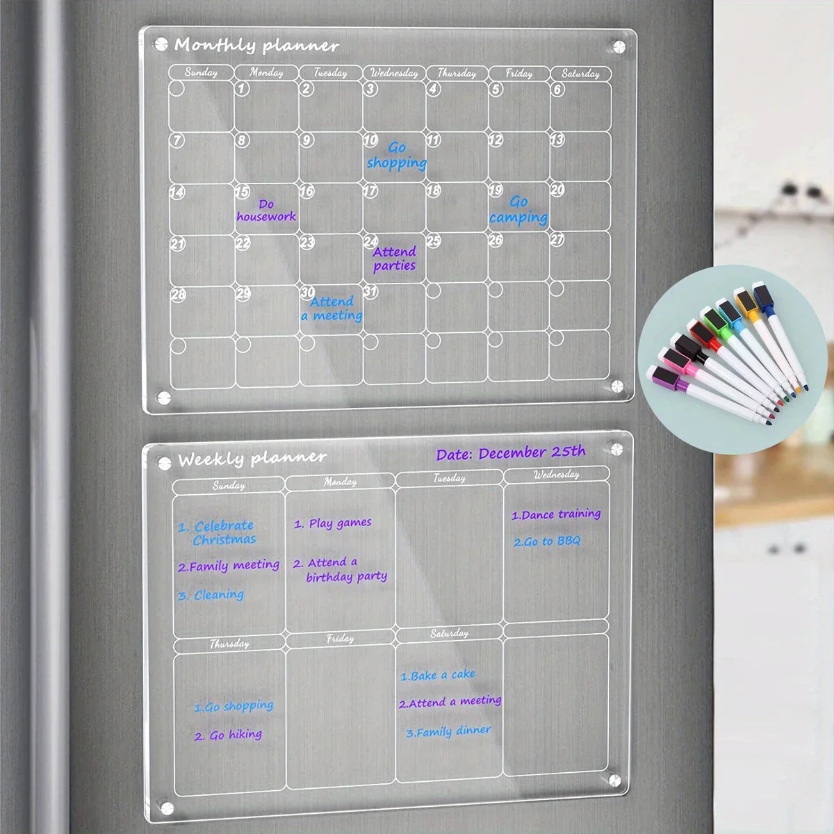 MagnoPlan - Magnetischer Kalender - 4 Marker inklusive