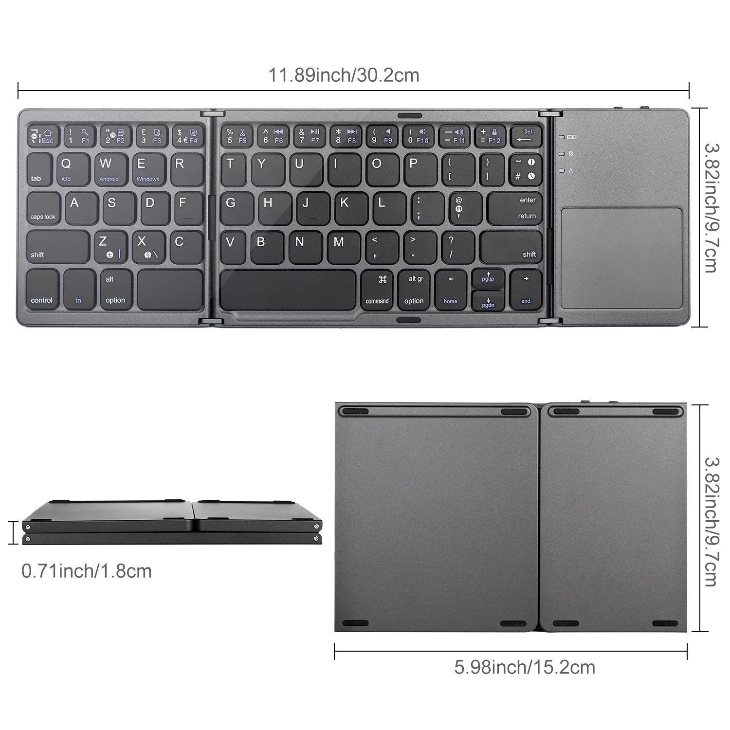 Faltbares Wireless Keyboard mit Ultra-Slim Touchpad