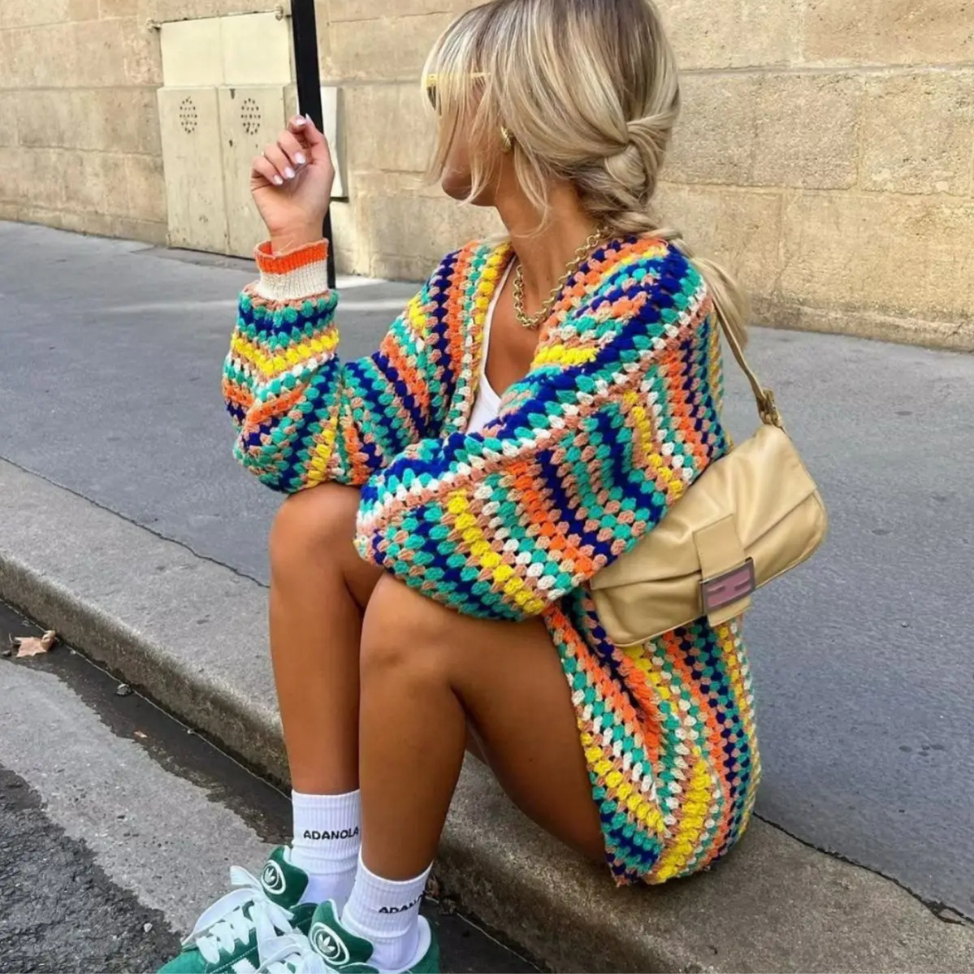 Regenbogen-Häkel-Festivalpullover