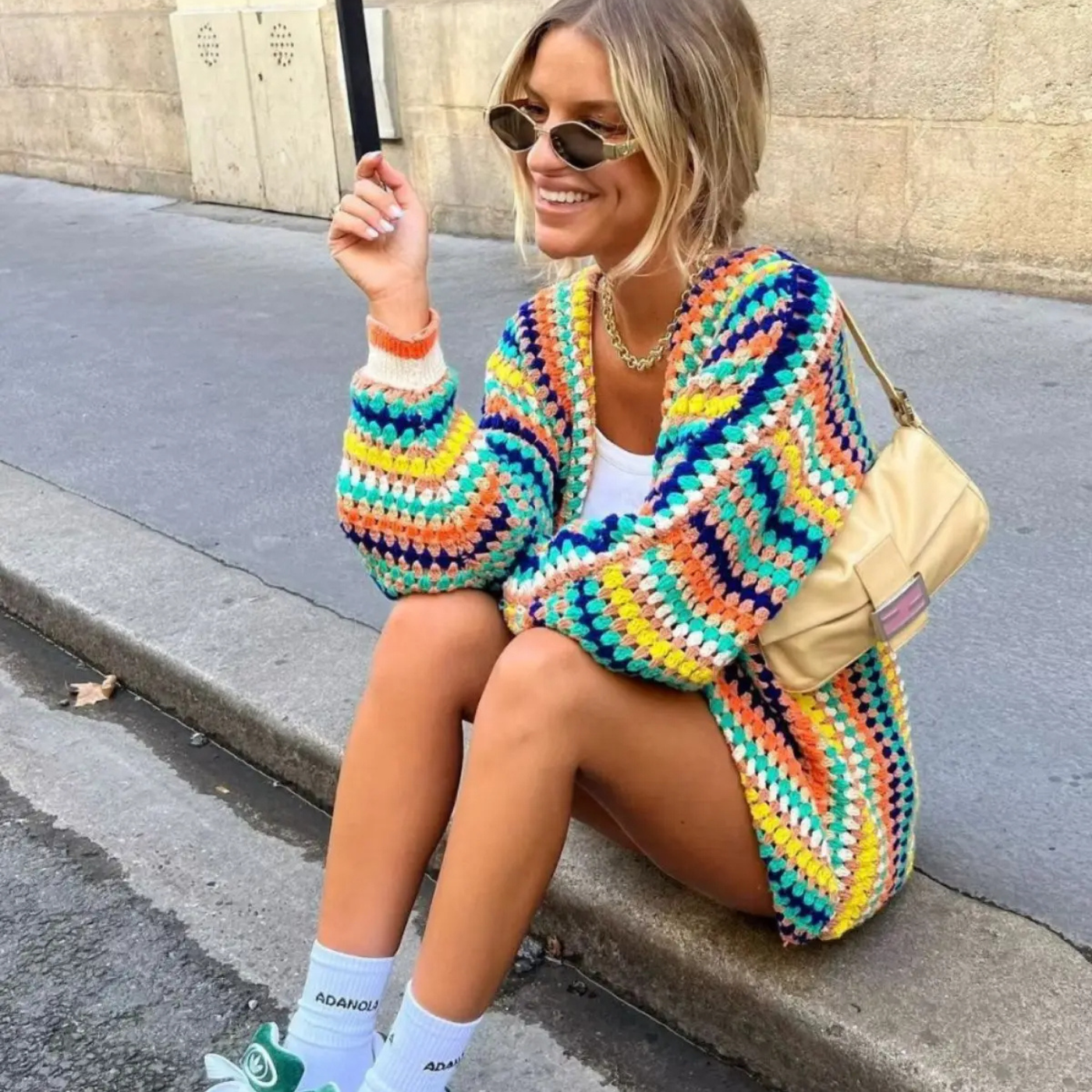 Regenbogen-Häkel-Festivalpullover