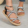 Yonda - Glitzer Flache Sandalen Sommer Crisscross Strap [Letzter Tag Rabatt]