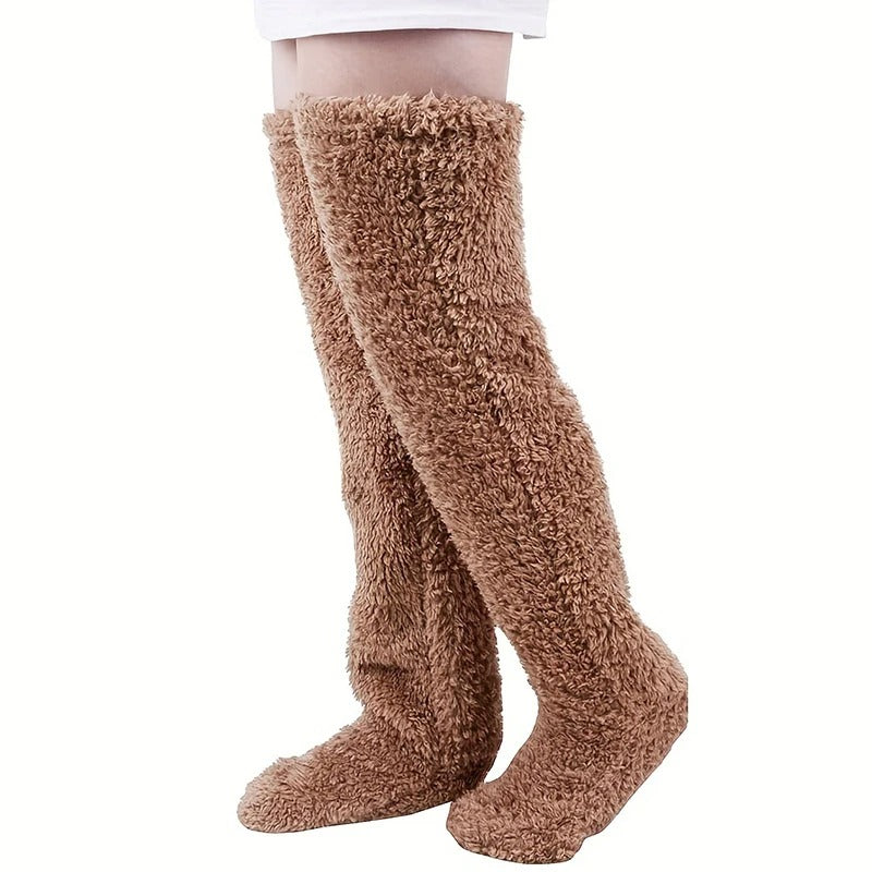 Kuschelige Overknee Fleece Socken