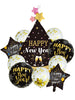 10-teiliges Happy New Year Champagnerflaschen-Ballon-Set