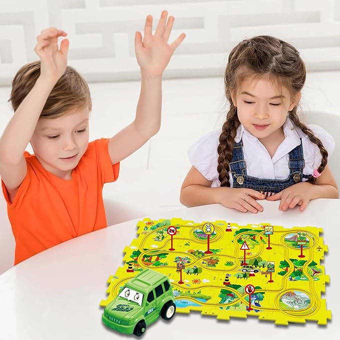 PuzzleRacer™ - Kinderbahnset für Autos [Letzter Tag Rabatt]