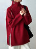 Scarlet™ - Roter einfarbiger Pullover mit hohem Halsausschnitt