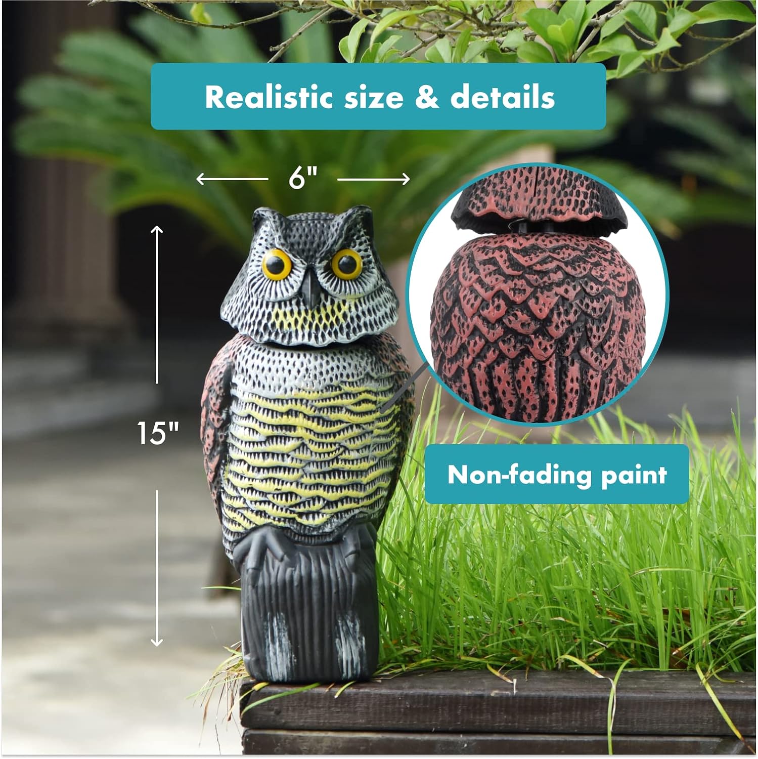 ScareOwl™ - Rotating Head Owl Decoy - Rotating Head Owl Keeps Watch! [Last Day Discount]