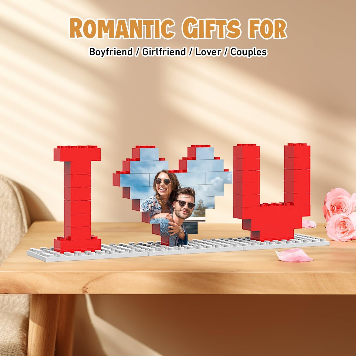 Giftofloves | Personalisierte Backstein-Puzzles Foto Block Geschenke für Liebende