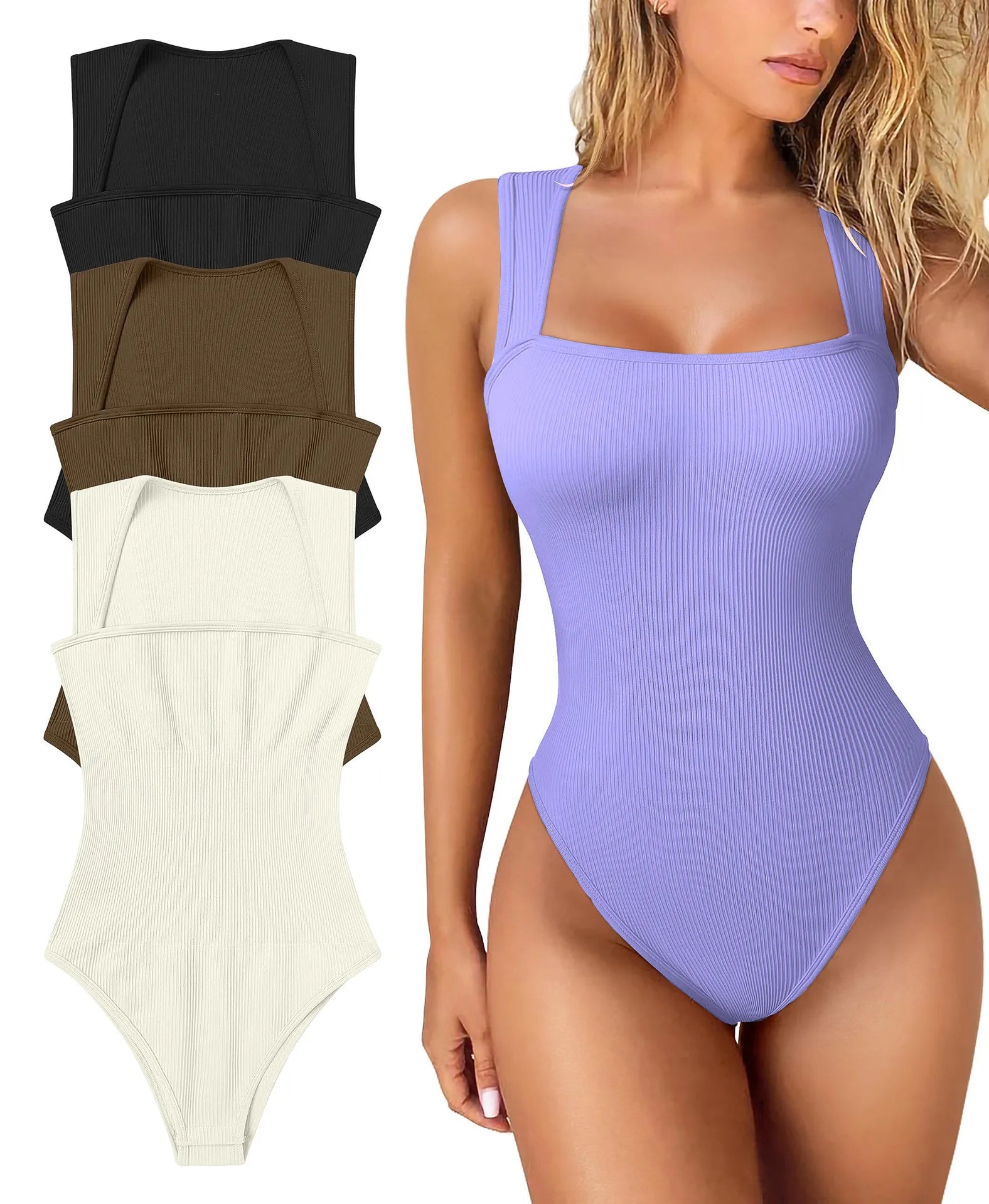 ÄrmelloserJumpsuit - Body mit quadratischem Ausschnitt