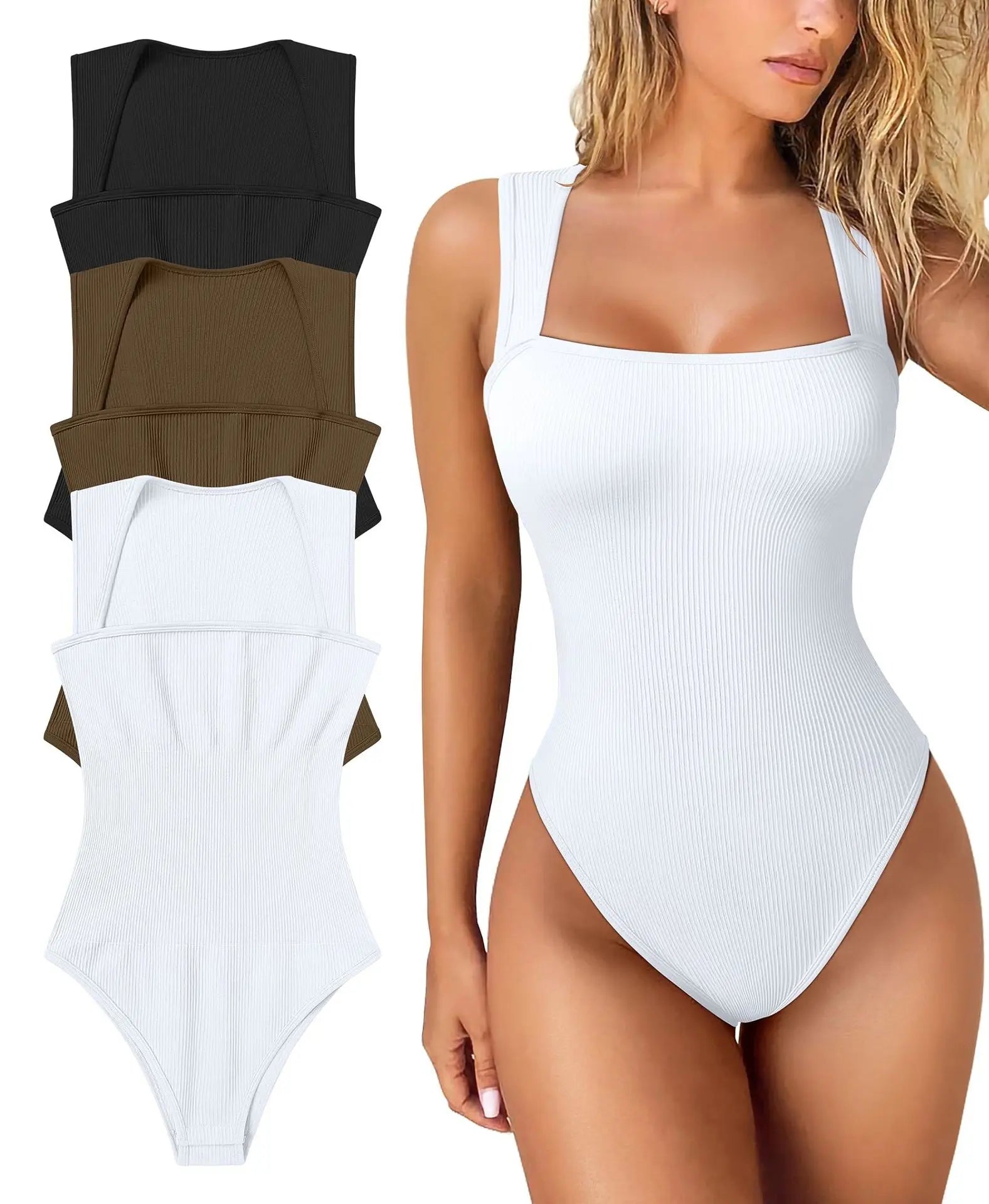 ÄrmelloserJumpsuit - Body mit quadratischem Ausschnitt