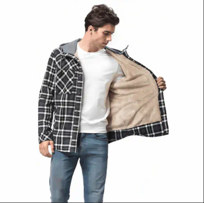 Fleece Gefutterte Jacke mit Flanell-Muster