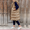 Maple - Long sleeveless cotton coat with hood