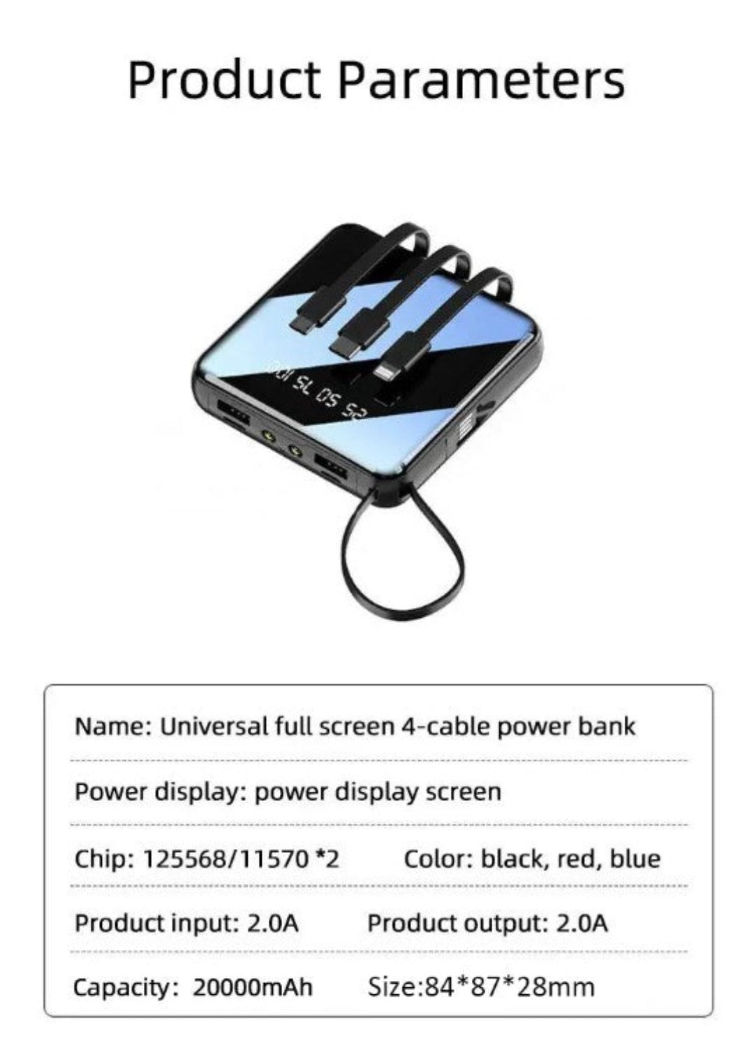 PowerBank™ - Mini Power Bank 4-Kabel 20000 mAh