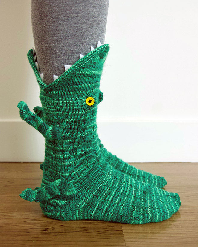 Crocky™ -  Gestrickte Socken mit Krokodil [Letzter Tag Rabatt]