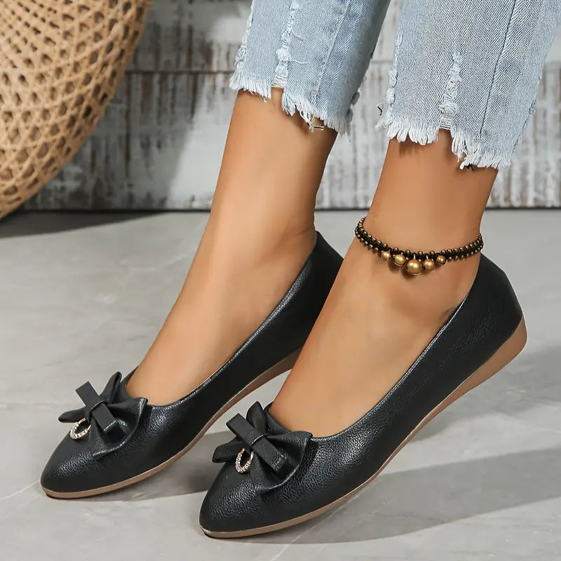 Sellie - Comfortable, elegant slip-on loafers with bow (Last day discount)