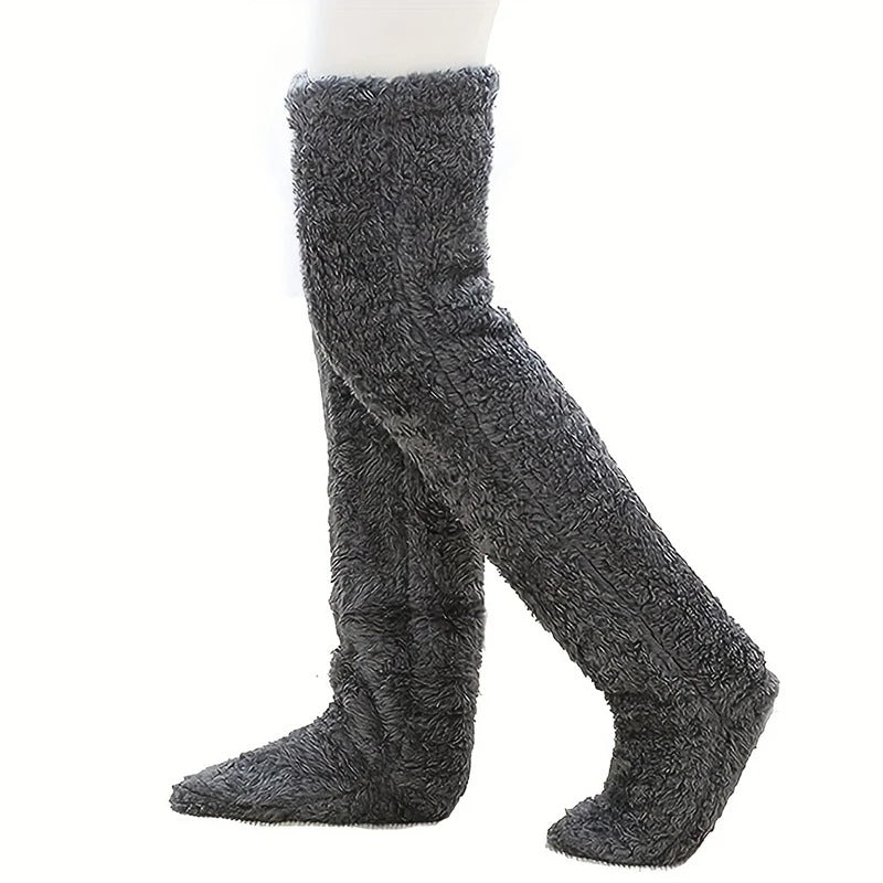 Kuschelige Overknee Fleece Socken