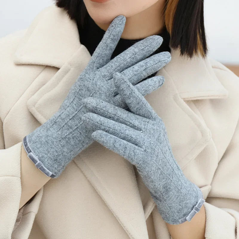 Pelzige, warme Vollfinger-Touchscreen-Handschuhe aus Kaschmir