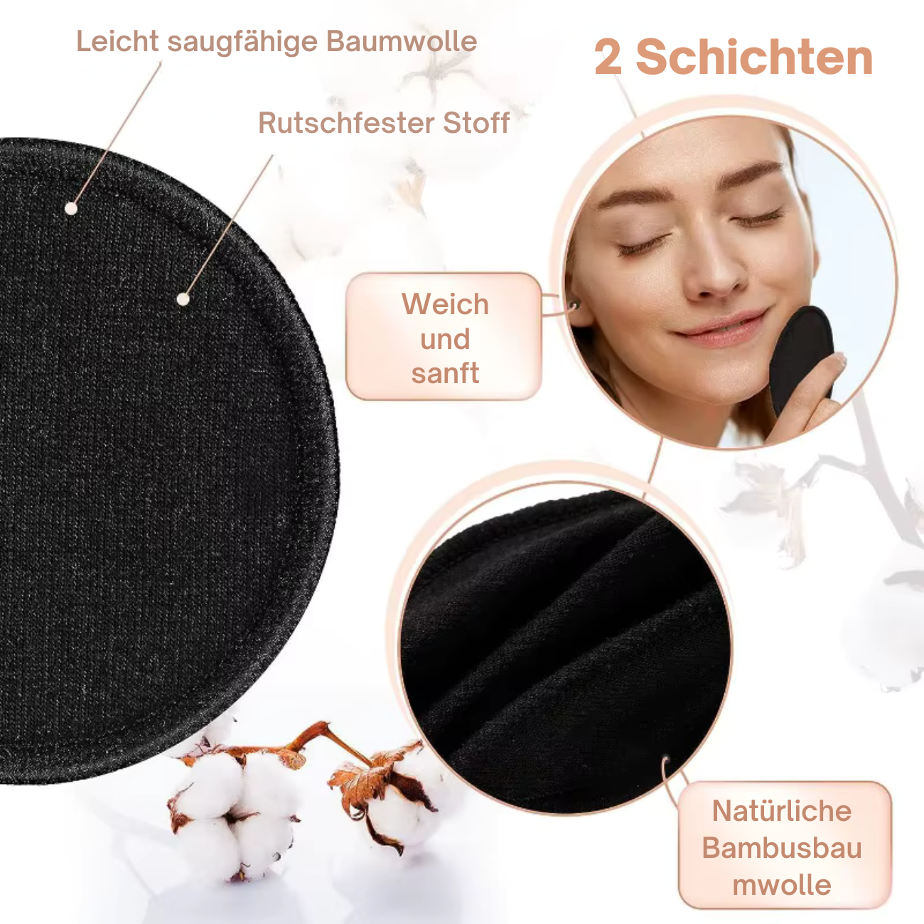 10er Set Wiederverwendbare Make-up-Entferner Pads