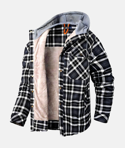 Fleece Gefutterte Jacke mit Flanell-Muster