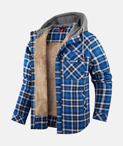 Fleece Gefutterte Jacke mit Flanell-Muster