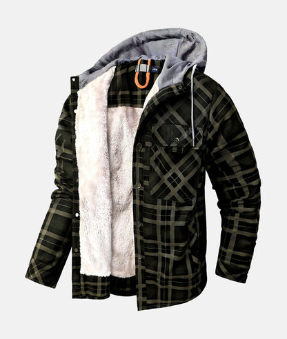 Fleece Gefutterte Jacke mit Flanell-Muster