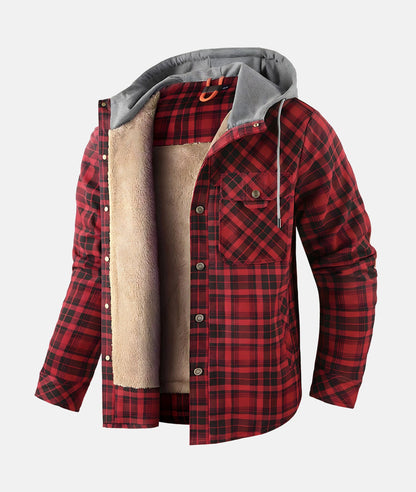 Fleece Gefutterte Jacke mit Flanell-Muster