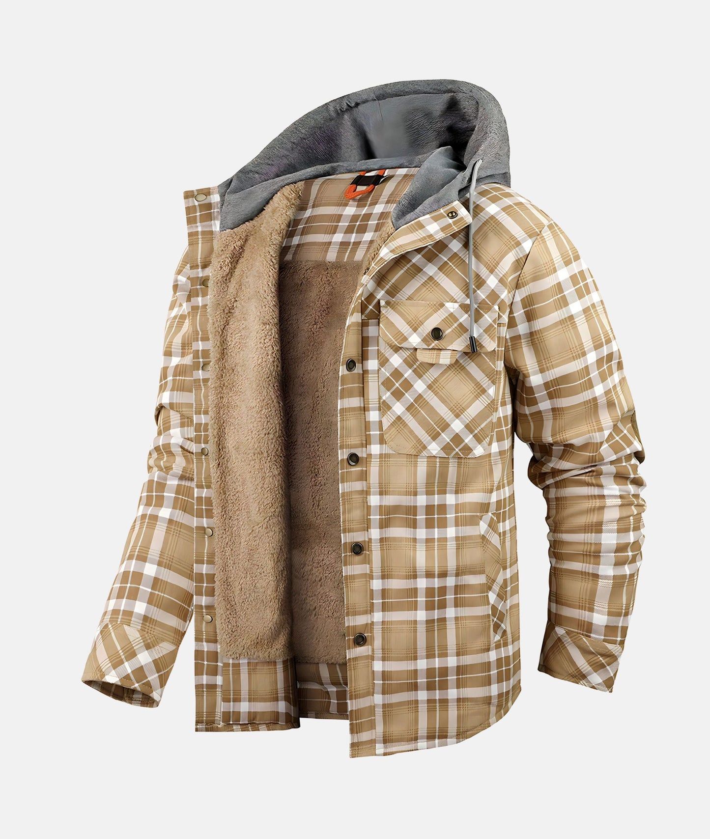 Fleece Gefutterte Jacke mit Flanell-Muster