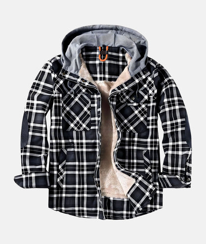 Fleece Gefutterte Jacke mit Flanell-Muster