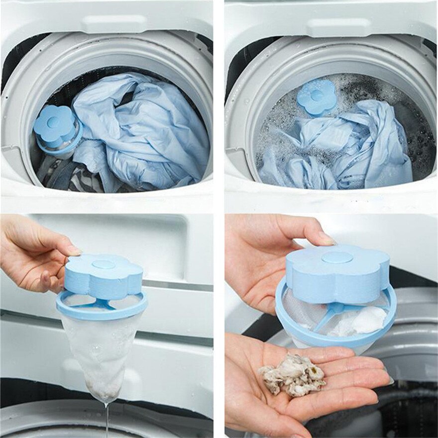 Flower Shape Mesh Filter Bag Laundry Ball Floating Washing Machine Filtration Hair Removal Device House Cleaning Tools