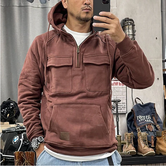 (50% Rabatt) Famy™ - Herren Lässiger Kapuzenpullover mit Viertelreißverschluss [Letzter Tag Rabatt]