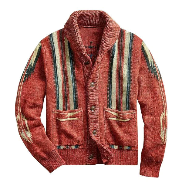 (50% Rabatt) Vinjack™ - Herren Vintage Jacquard Revers Langarm-Strickjacke [Letzter Tag Rabatt]